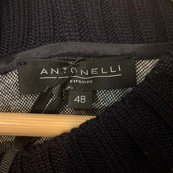 Antonelli Firenze NWT Houndstooth Black and White Wool Blend Sweater Dress Sz 48 - Picture 3 of 9